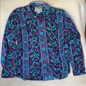 Vintage Wrangler Floral Button Up Cowgirl Western Women’s Size Large